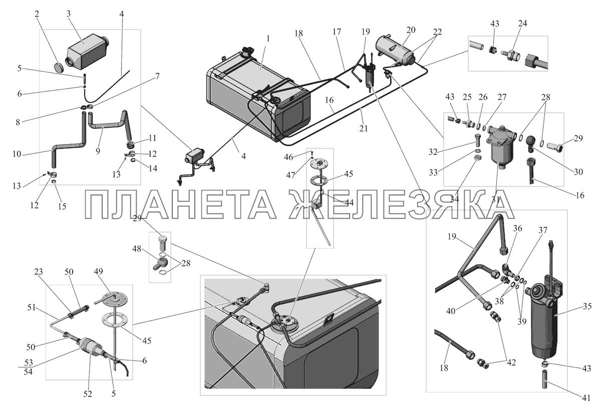 Установка топливопроводов 152060 (ПЖД Hydronic L30) МАЗ-152 (2011)